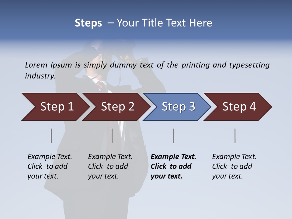 Businessman Looking Through Binoculars With A Blue Sky As Background PowerPoint Template