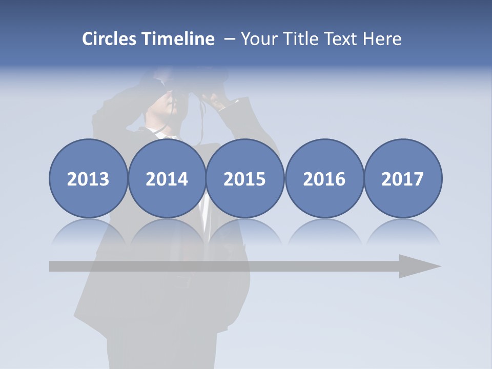 Businessman Looking Through Binoculars With A Blue Sky As Background PowerPoint Template