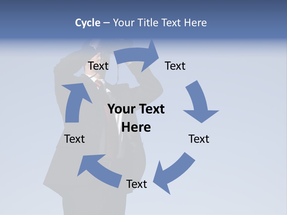 Businessman Looking Through Binoculars With A Blue Sky As Background PowerPoint Template