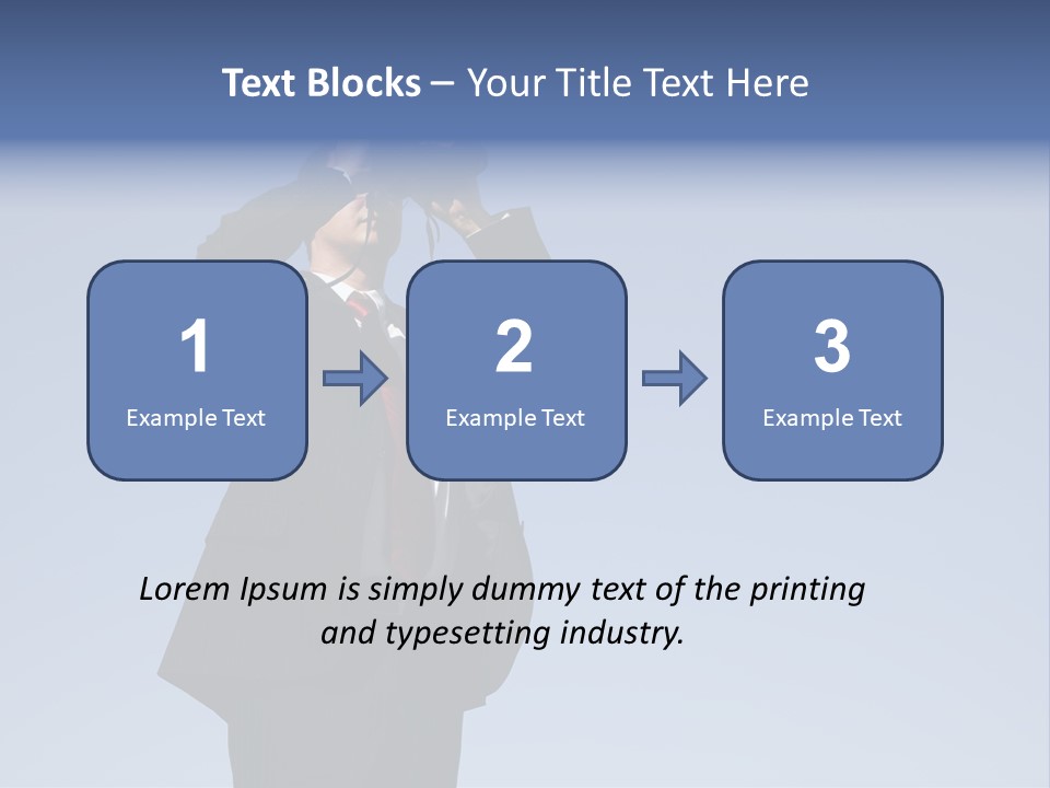 Businessman Looking Through Binoculars With A Blue Sky As Background PowerPoint Template