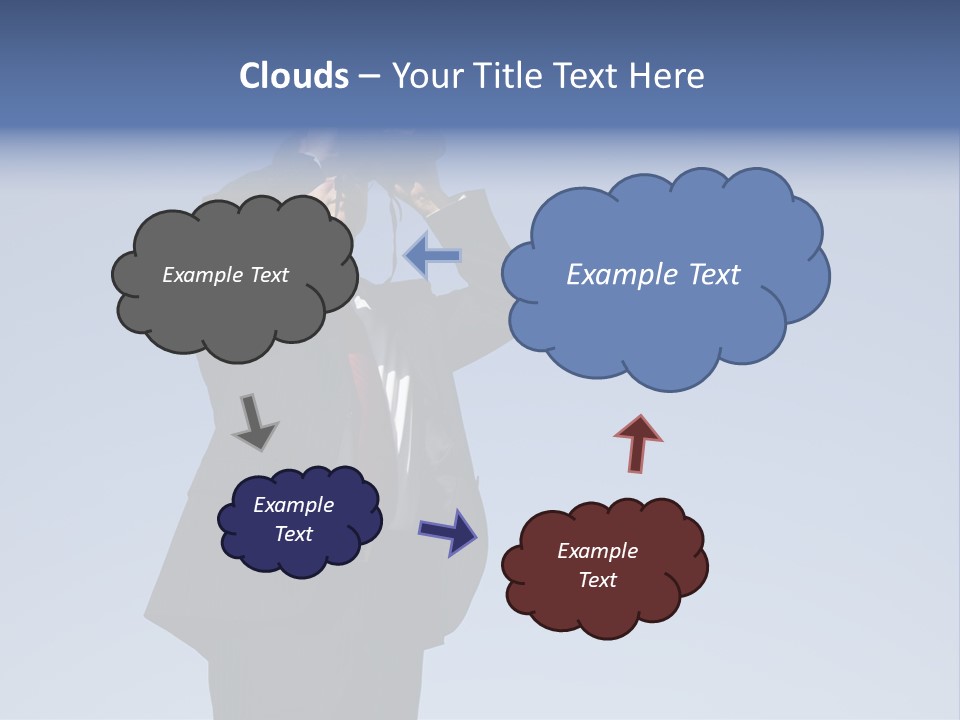 Businessman Looking Through Binoculars With A Blue Sky As Background PowerPoint Template