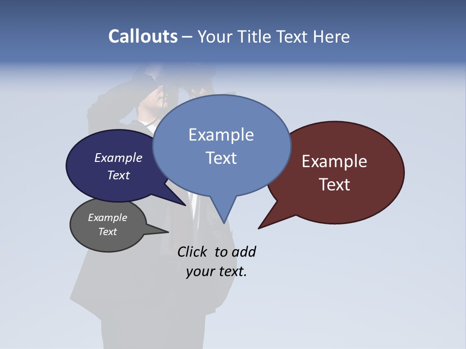 Businessman Looking Through Binoculars With A Blue Sky As Background PowerPoint Template