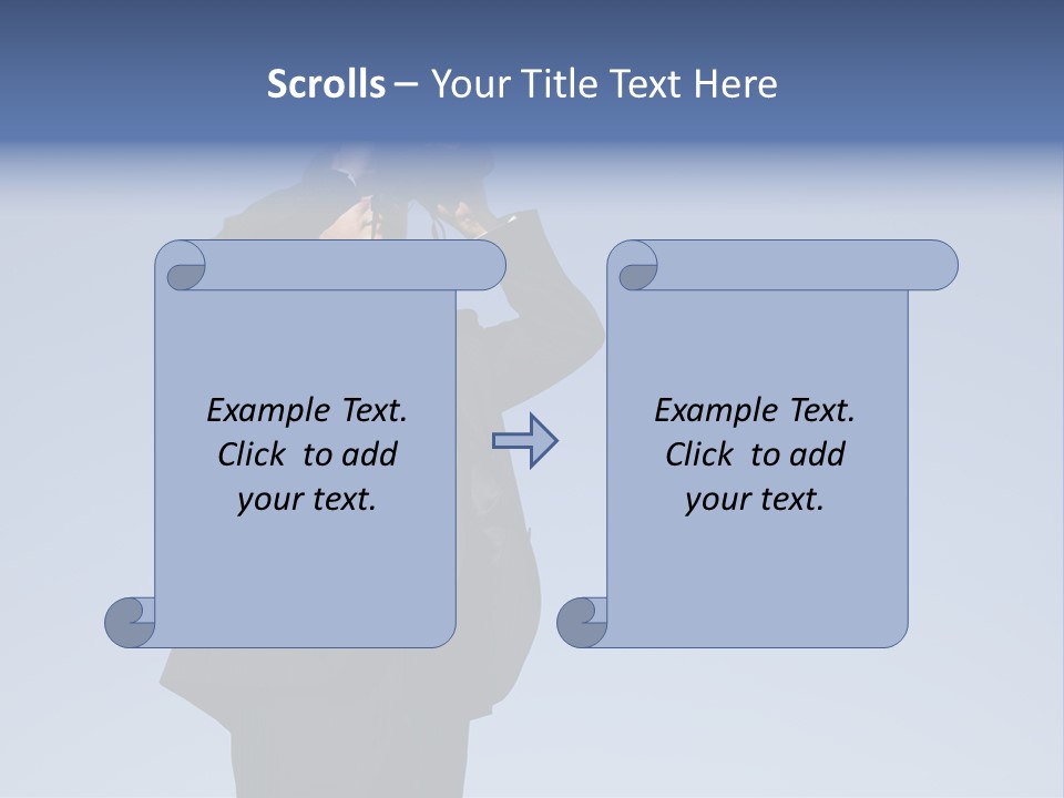 Businessman Looking Through Binoculars With A Blue Sky As Background PowerPoint Template
