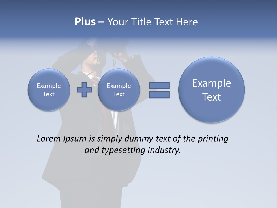 Businessman Looking Through Binoculars With A Blue Sky As Background PowerPoint Template
