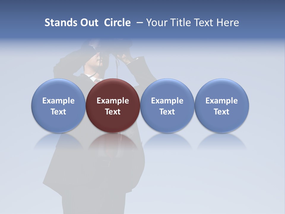 Businessman Looking Through Binoculars With A Blue Sky As Background PowerPoint Template