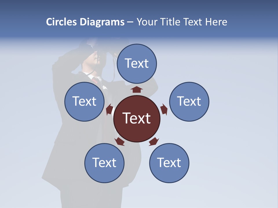 Businessman Looking Through Binoculars With A Blue Sky As Background PowerPoint Template