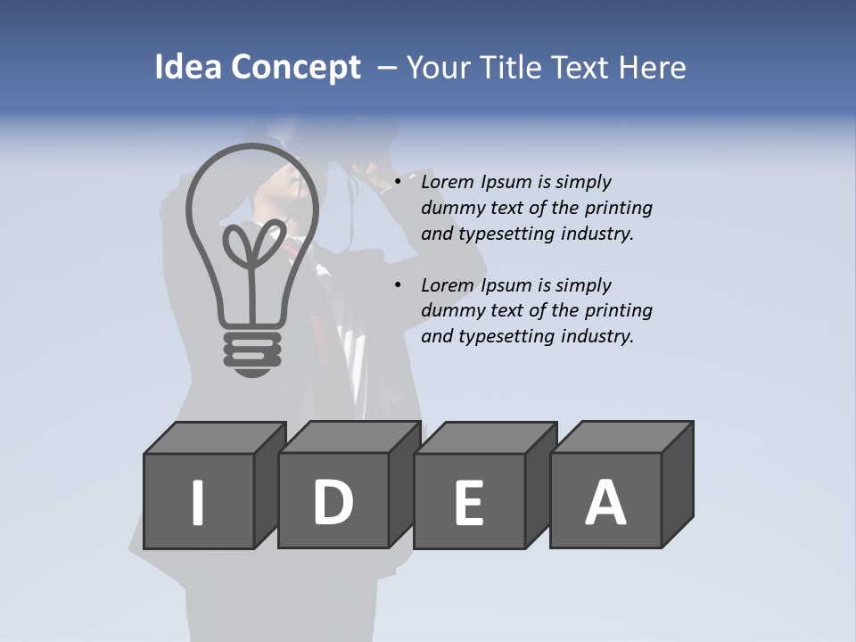 Businessman Looking Through Binoculars With A Blue Sky As Background PowerPoint Template