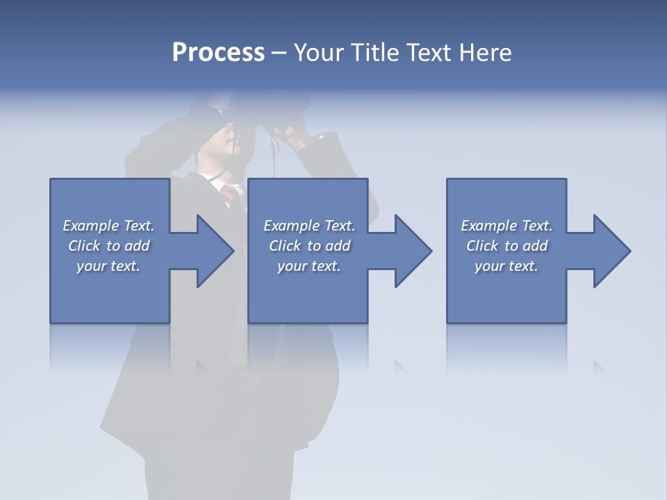 Businessman Looking Through Binoculars With A Blue Sky As Background PowerPoint Template