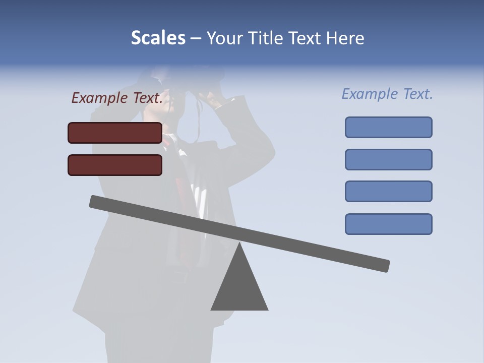 Businessman Looking Through Binoculars With A Blue Sky As Background PowerPoint Template