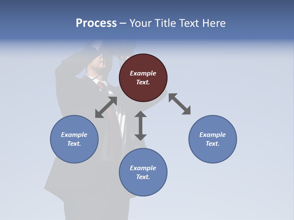 Businessman Looking Through Binoculars With A Blue Sky As Background PowerPoint Template