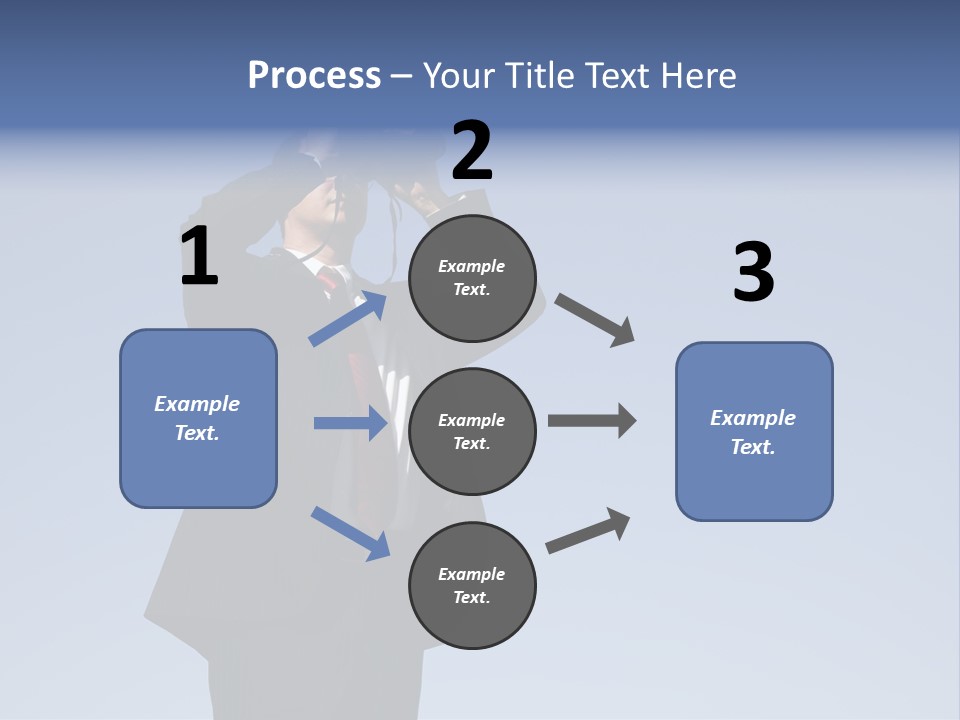 Businessman Looking Through Binoculars With A Blue Sky As Background PowerPoint Template
