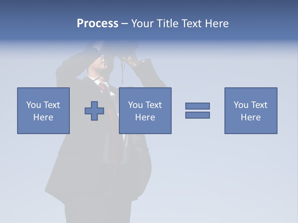 Businessman Looking Through Binoculars With A Blue Sky As Background PowerPoint Template