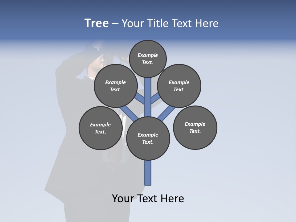 Businessman Looking Through Binoculars With A Blue Sky As Background PowerPoint Template