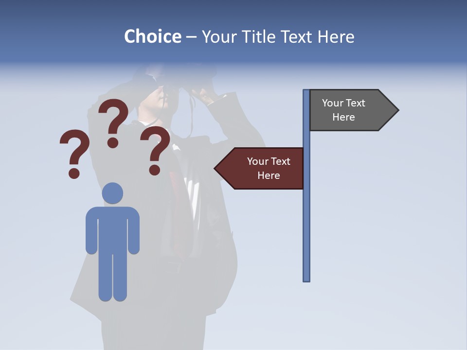 Businessman Looking Through Binoculars With A Blue Sky As Background PowerPoint Template