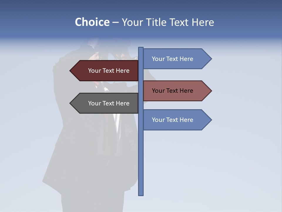 Businessman Looking Through Binoculars With A Blue Sky As Background PowerPoint Template