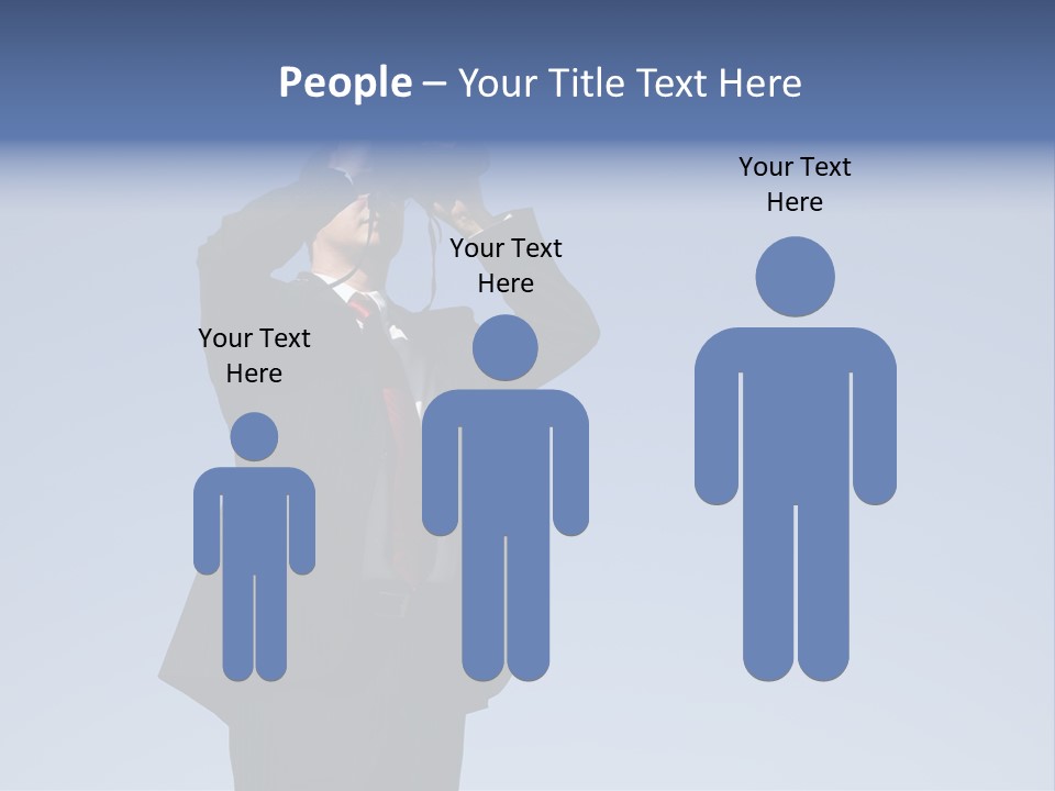 Businessman Looking Through Binoculars With A Blue Sky As Background PowerPoint Template