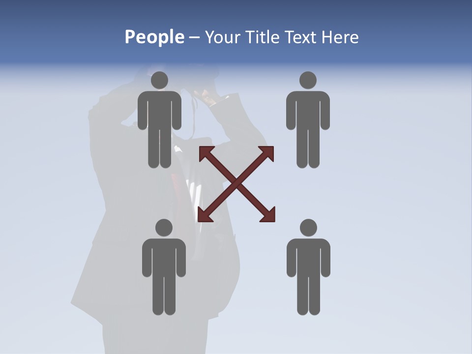 Businessman Looking Through Binoculars With A Blue Sky As Background PowerPoint Template