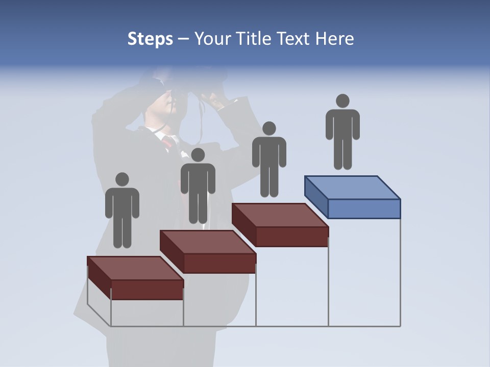 Businessman Looking Through Binoculars With A Blue Sky As Background PowerPoint Template