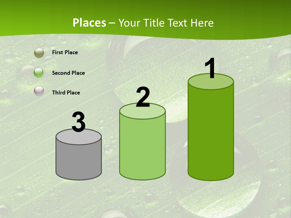 Water Drops On Fresh Green Leaf, Isolated On White PowerPoint Template