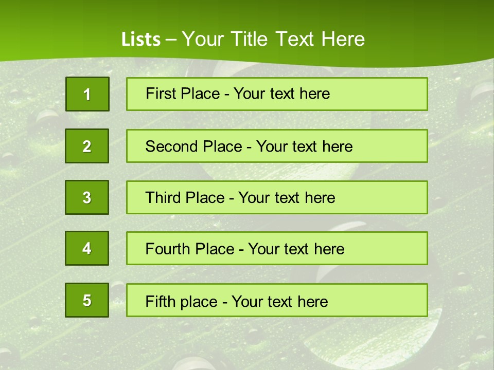 Water Drops On Fresh Green Leaf, Isolated On White PowerPoint Template