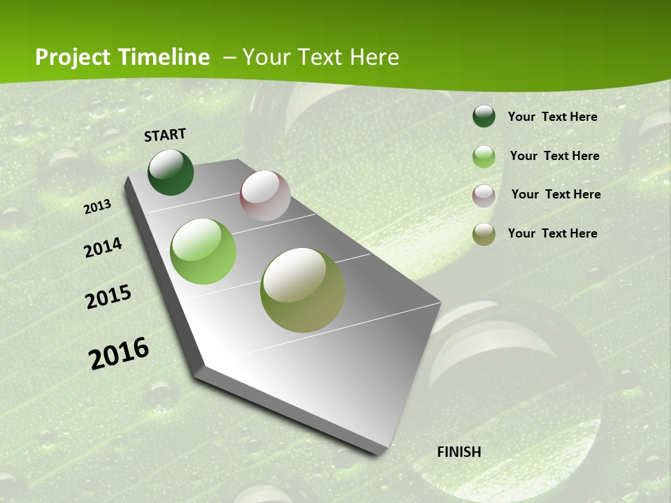 Water Drops On Fresh Green Leaf, Isolated On White PowerPoint Template