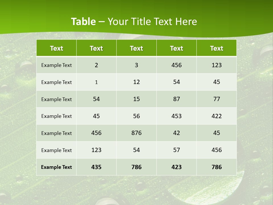 Water Drops On Fresh Green Leaf, Isolated On White PowerPoint Template