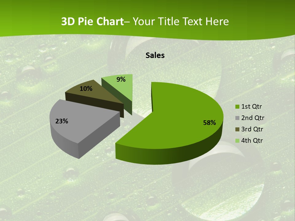 Water Drops On Fresh Green Leaf, Isolated On White PowerPoint Template