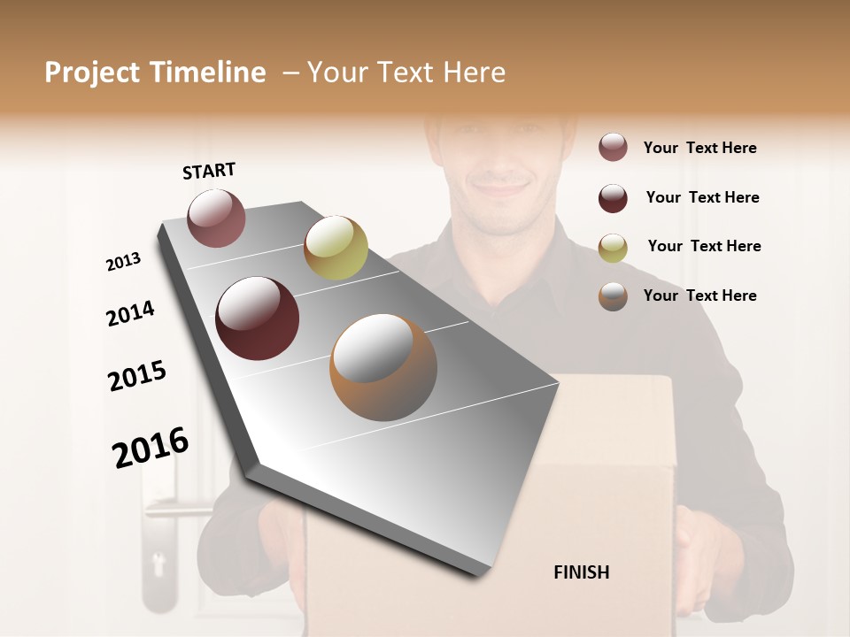 Friendly Postman Having A Packet For You PowerPoint Template