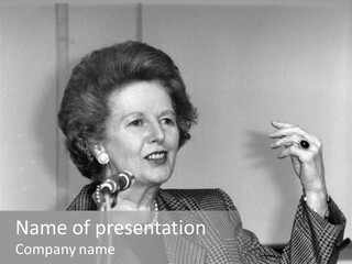 London - July 1: Hon. Margaret Thatcher, British Prime Minister, Speaks On July 1, 1991 In London. She Was Prime Minister From 1979-1990. PowerPoint Template