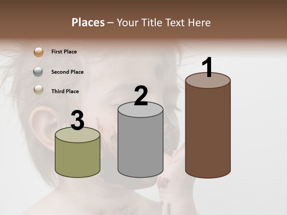 Baby With Face Covered In Chocolate PowerPoint Template