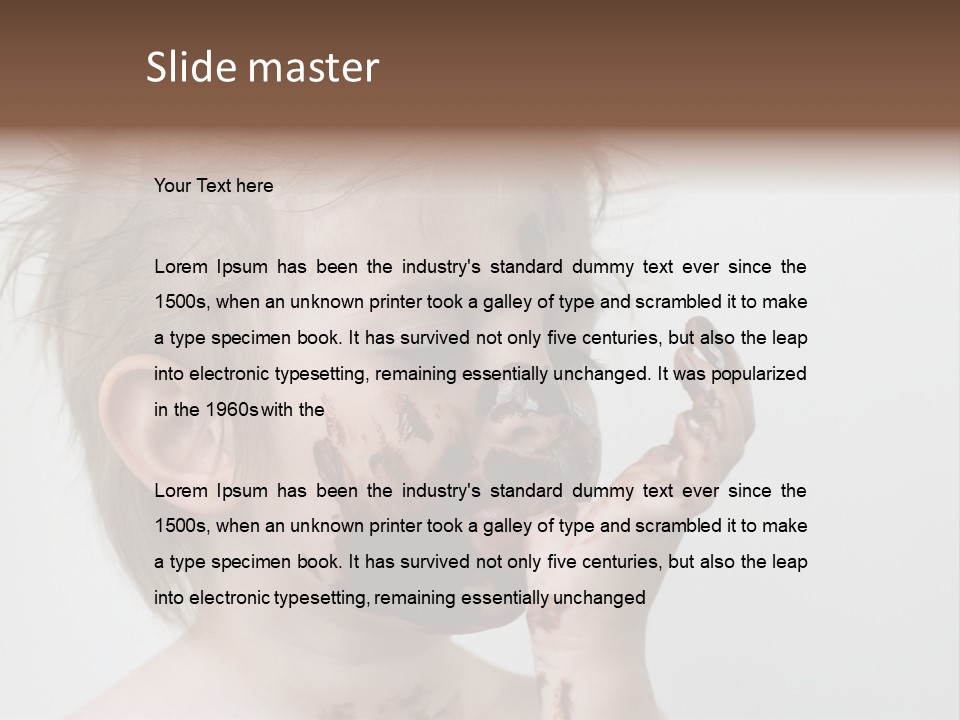 Baby With Face Covered In Chocolate PowerPoint Template