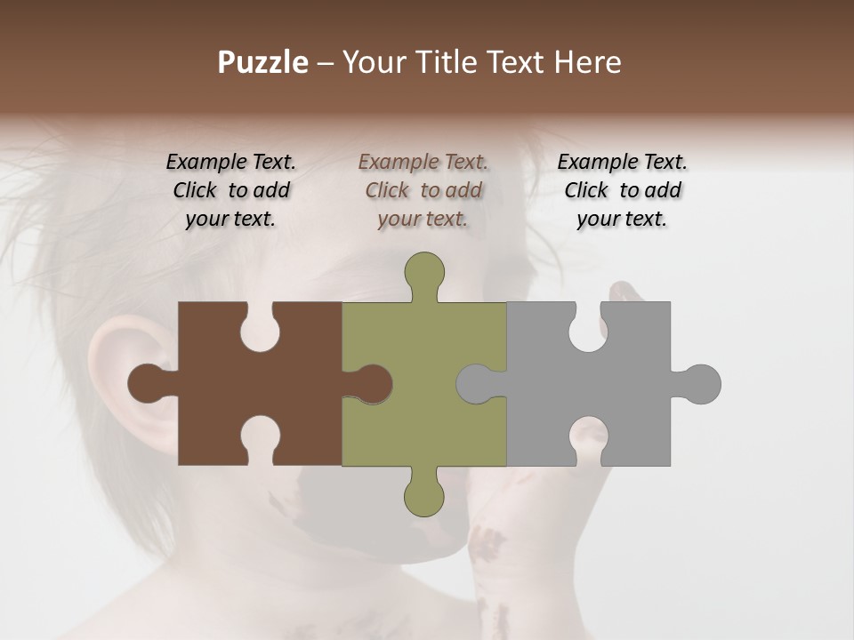 Baby With Face Covered In Chocolate PowerPoint Template