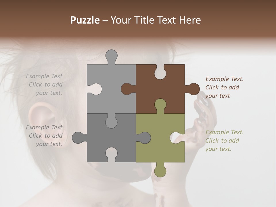 Baby With Face Covered In Chocolate PowerPoint Template