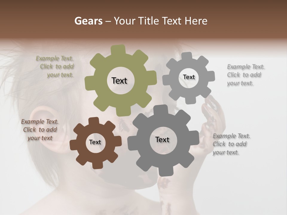 Baby With Face Covered In Chocolate PowerPoint Template