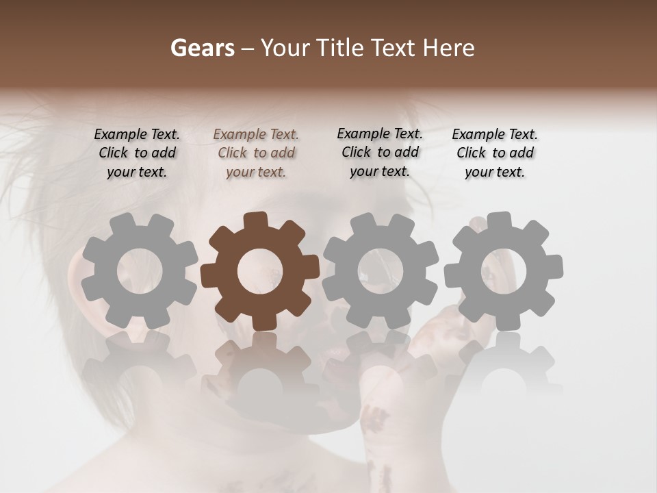 Baby With Face Covered In Chocolate PowerPoint Template