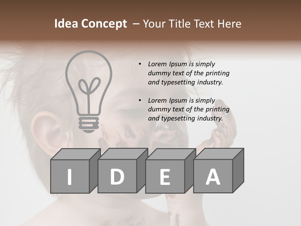 Baby With Face Covered In Chocolate PowerPoint Template