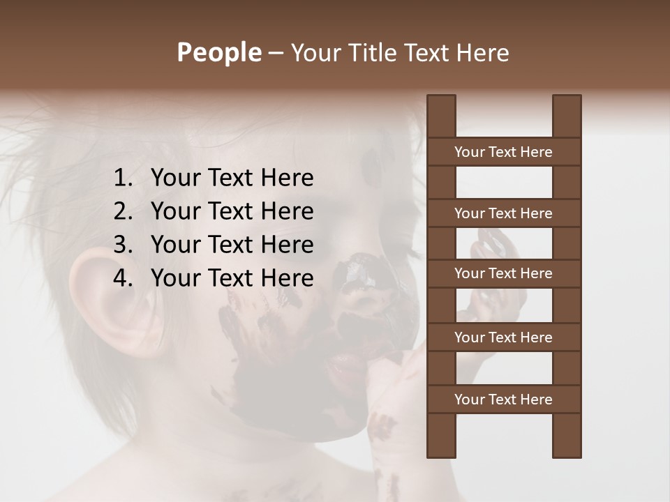 Baby With Face Covered In Chocolate PowerPoint Template