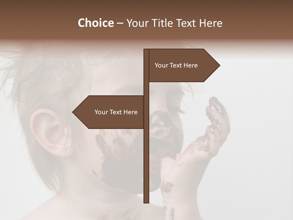 Baby With Face Covered In Chocolate PowerPoint Template