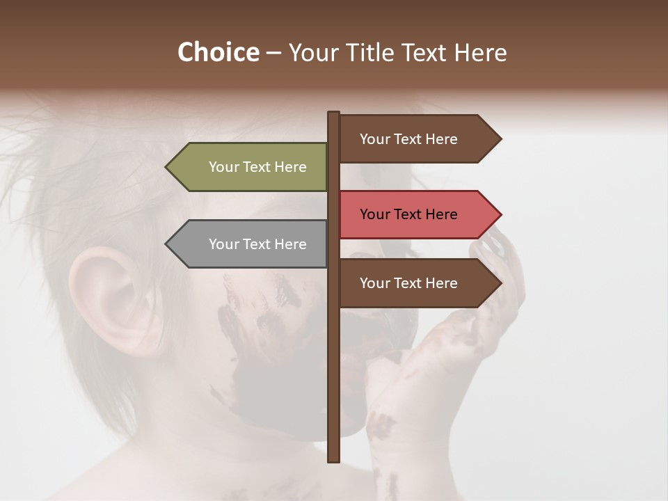 Baby With Face Covered In Chocolate PowerPoint Template