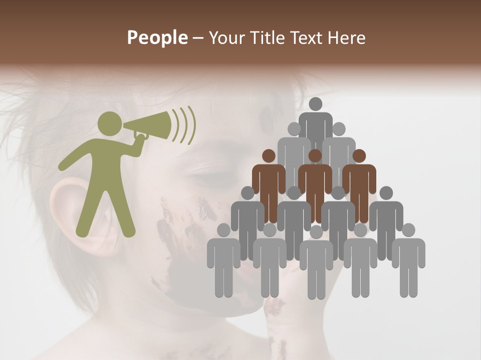 Baby With Face Covered In Chocolate PowerPoint Template