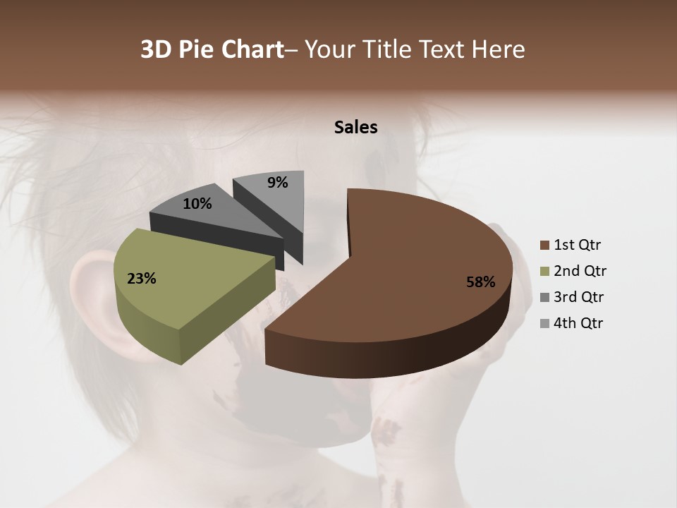 Baby With Face Covered In Chocolate PowerPoint Template