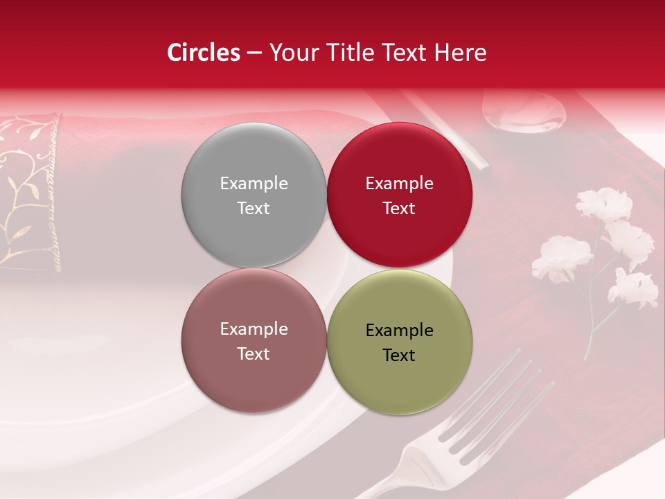 Place Setting With White Dishes And Napkin On Red PowerPoint Template