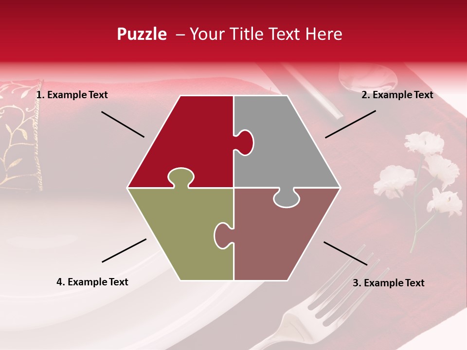 Place Setting With White Dishes And Napkin On Red PowerPoint Template