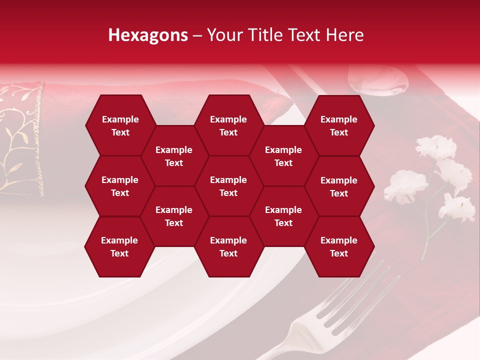 Place Setting With White Dishes And Napkin On Red PowerPoint Template