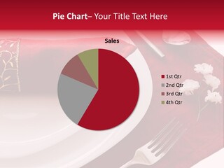 Place Setting With White Dishes And Napkin On Red PowerPoint Template