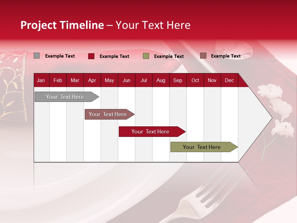 Place Setting With White Dishes And Napkin On Red PowerPoint Template