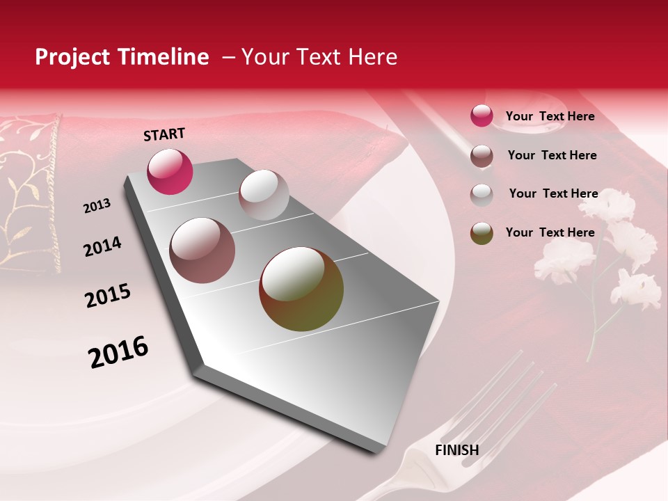 Place Setting With White Dishes And Napkin On Red PowerPoint Template