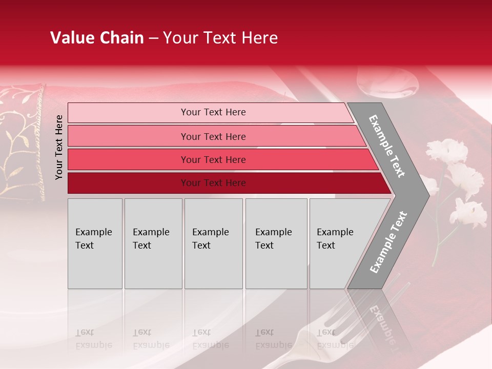 Place Setting With White Dishes And Napkin On Red PowerPoint Template