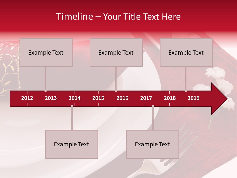 Place Setting With White Dishes And Napkin On Red PowerPoint Template