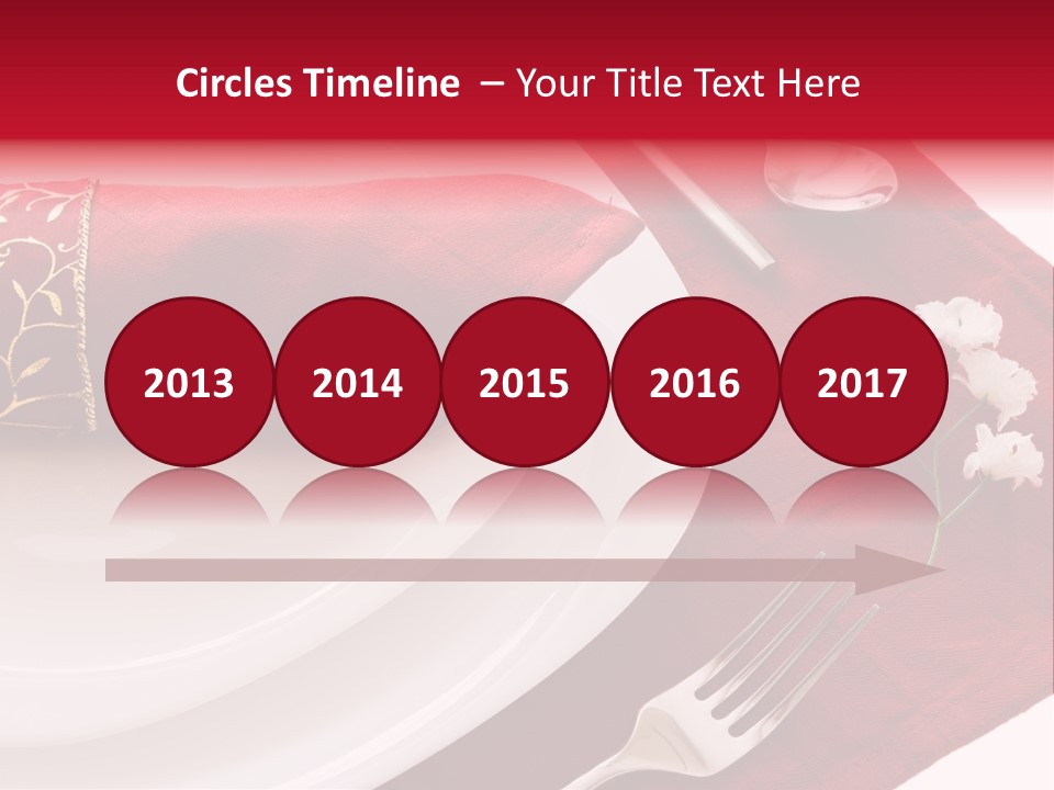 Place Setting With White Dishes And Napkin On Red PowerPoint Template